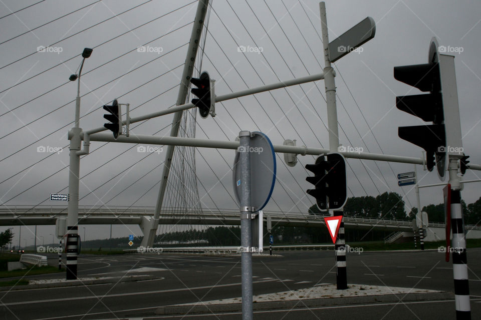 Dutch landscape with Calatrava bridge