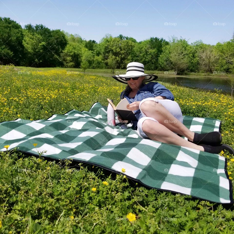 Woman on a Picnic on a Sunny Day