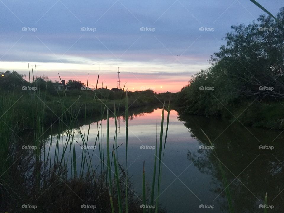Beautiful sunset at the creek 