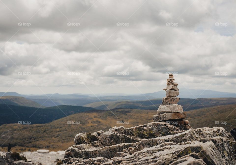 A rock pile atop Carion’s Lookout at Cradle Mountain in Tasmania