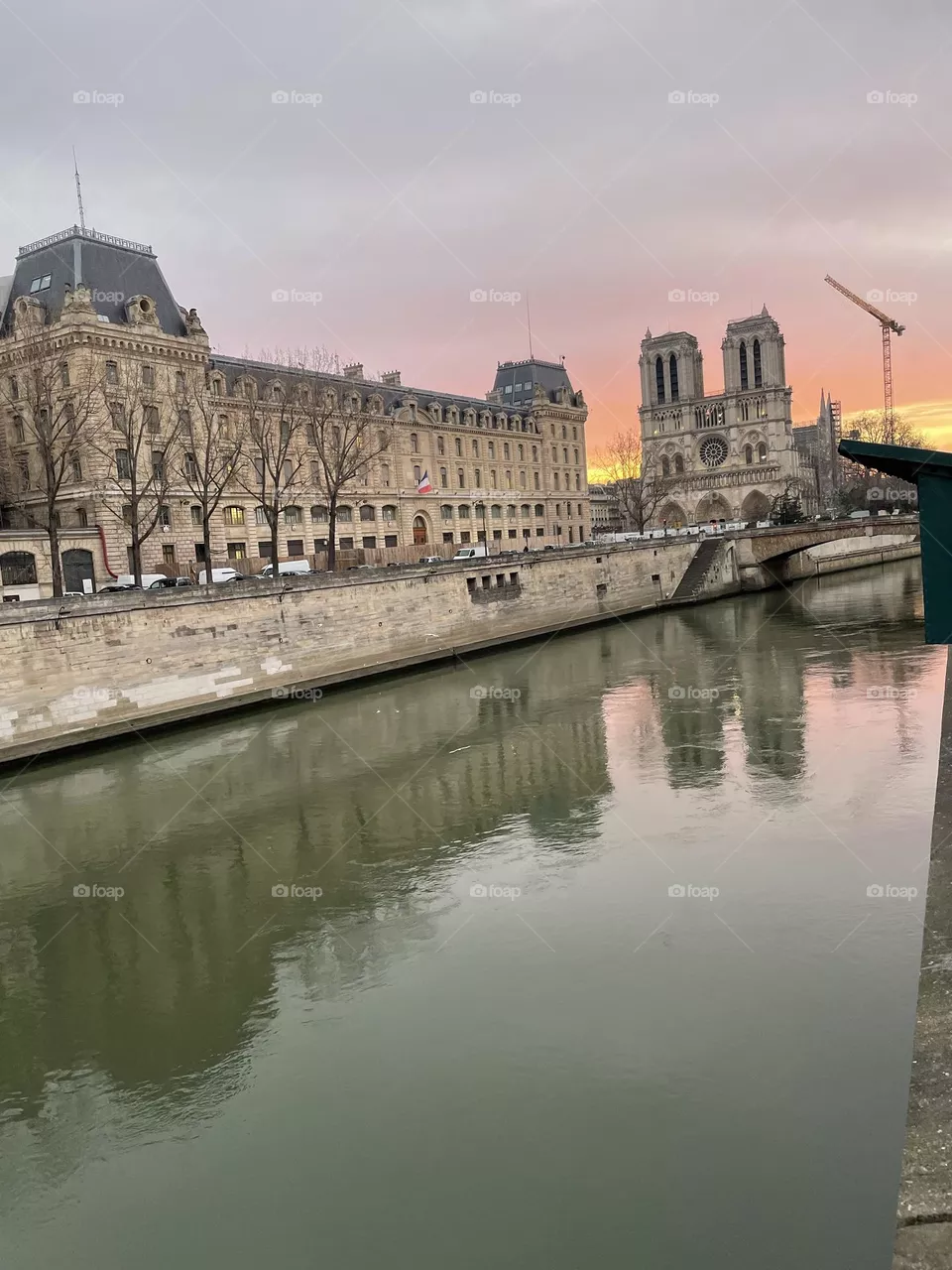 Notre Dame de Paris sunset 