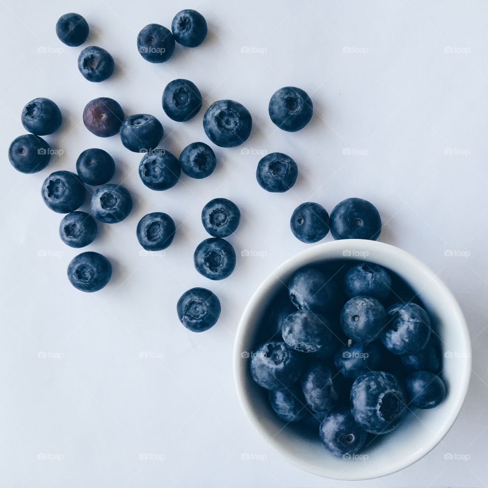 High angle view of blueberries