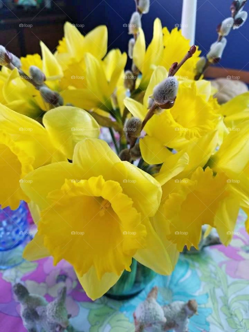 Spring bouquet of Daffodils and Pussywillows