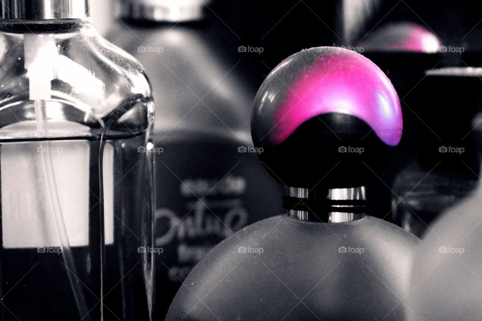 close-up perfume bottles vanity contemporary abstract