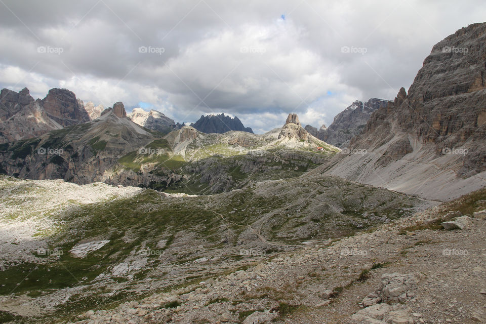 Mountain peaks in the beautiful Dolomites Italy 