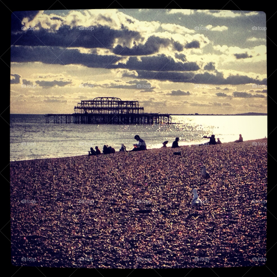 brighton england beach people blue by JimmerP