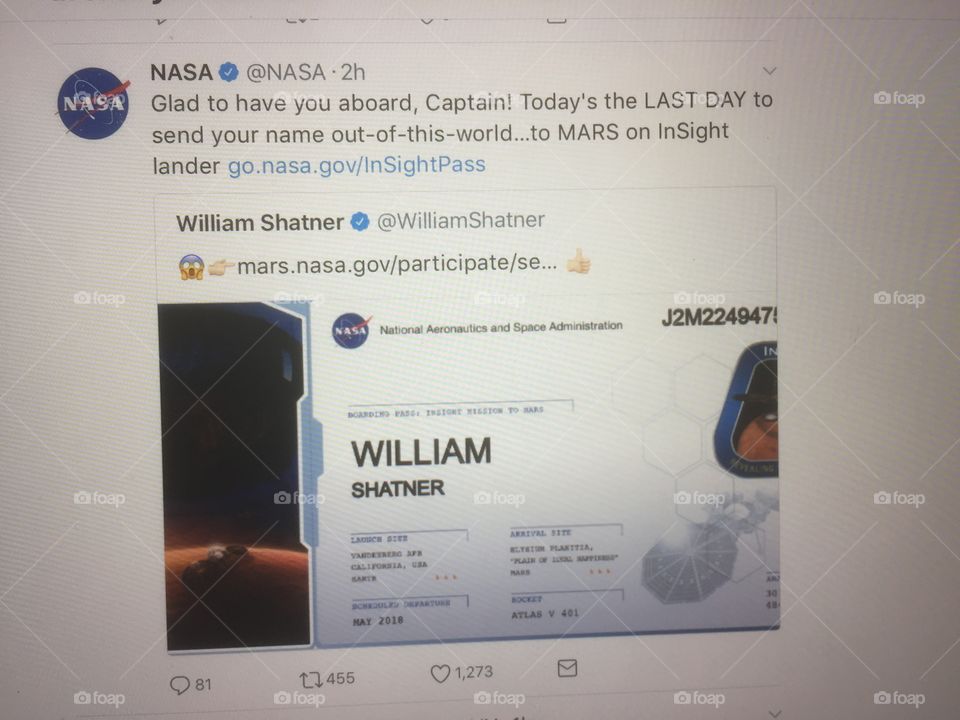 NASA YOUR NAME TO MARS