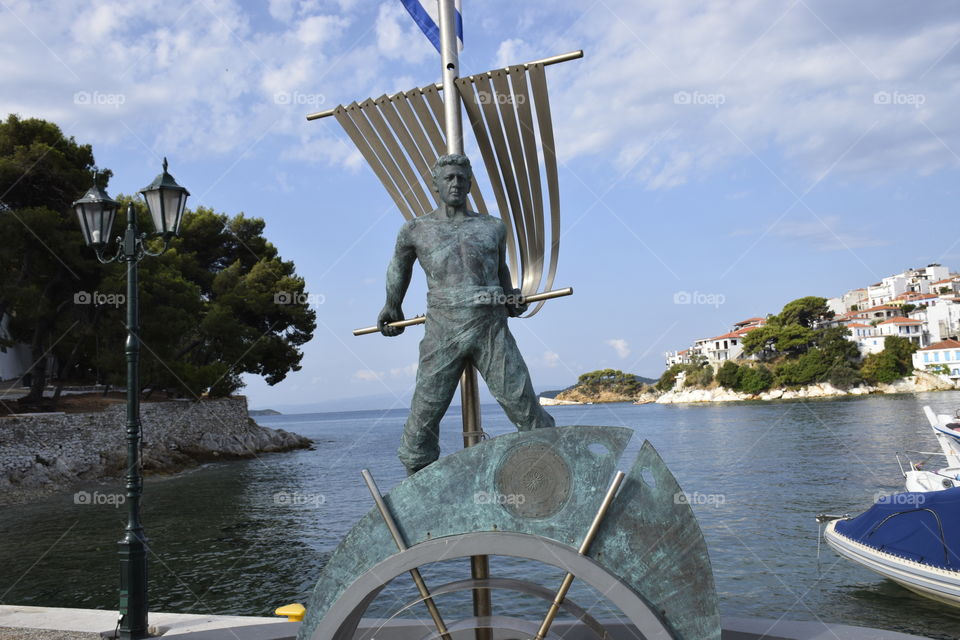 Skiathos Greece statue