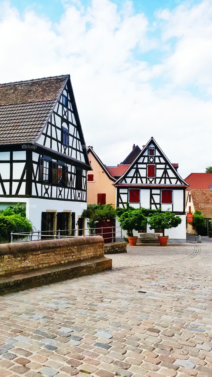 Speyer Altstadt, Fachwerkhäuser an der Sonnenbrücke