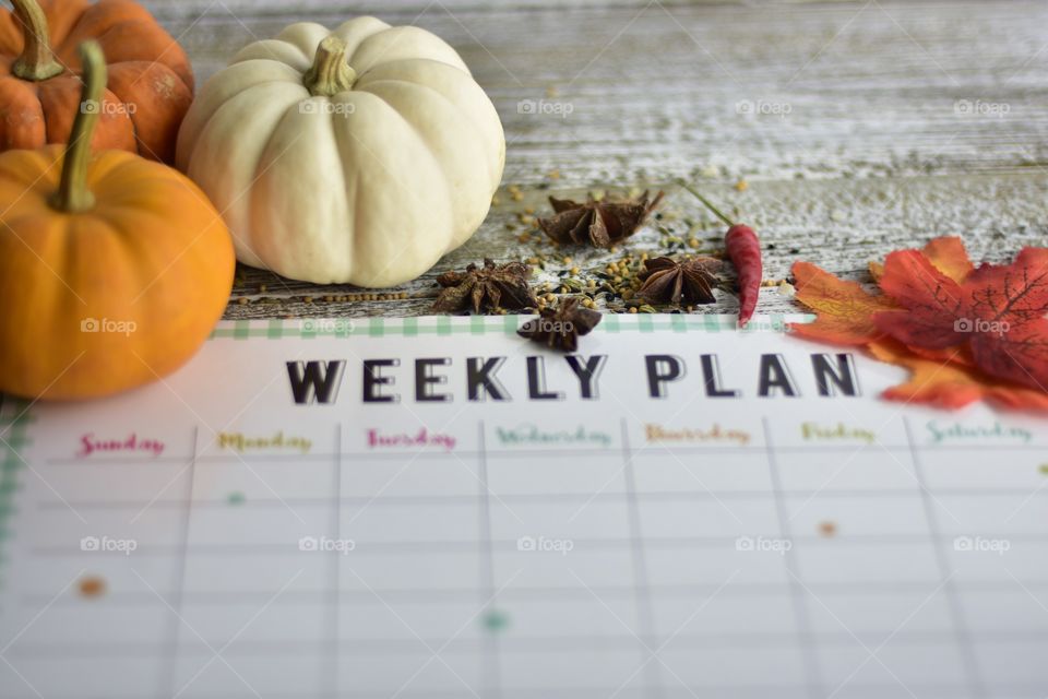 Weekly planner autumn calendar 