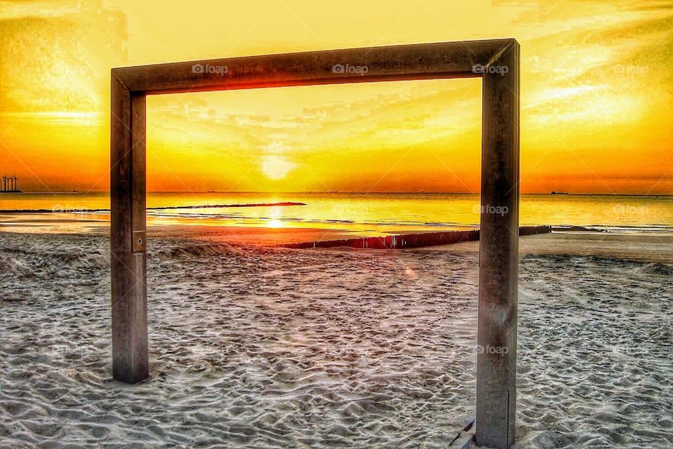 North Sea beach at sunset