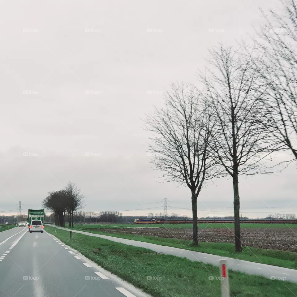 driving around the Netherlands by car or train.
