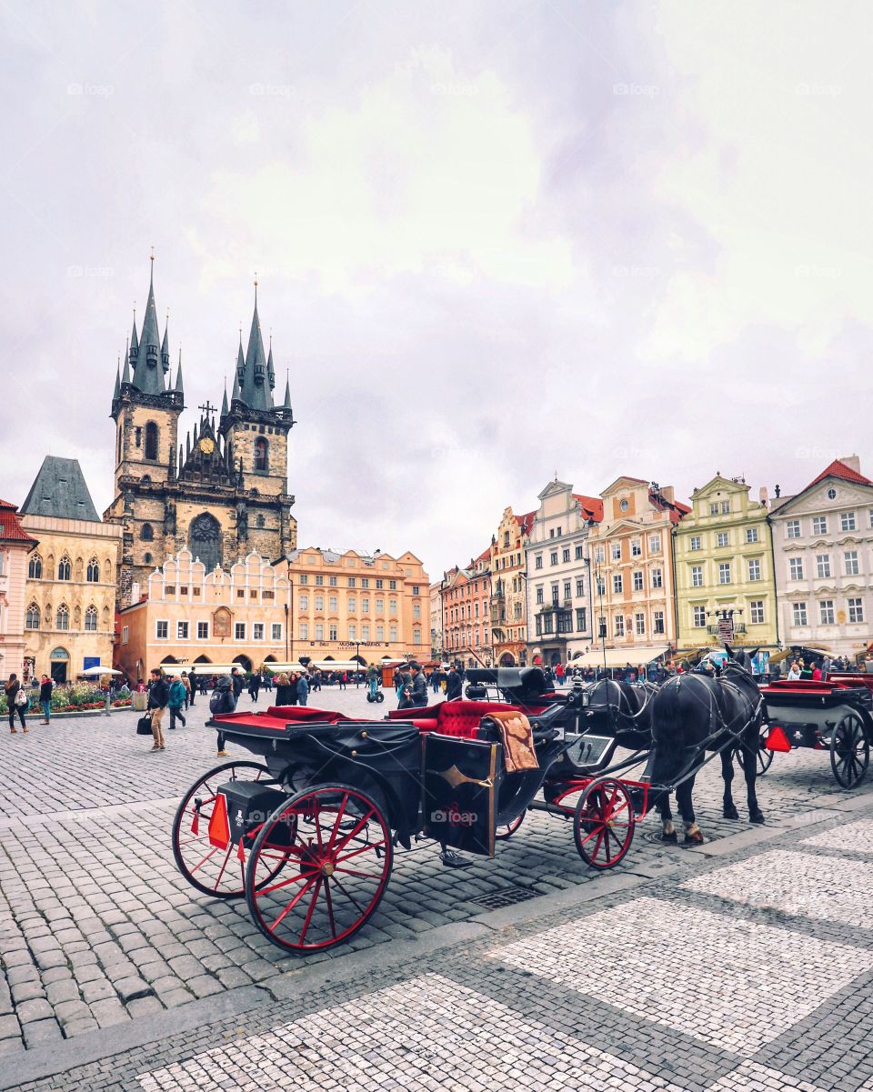 Horse carriage in Old Town Square, Prague