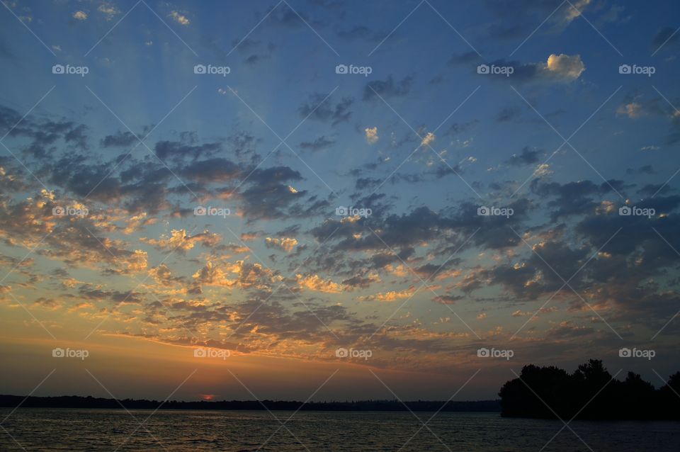 beautiful summer sunset on the river