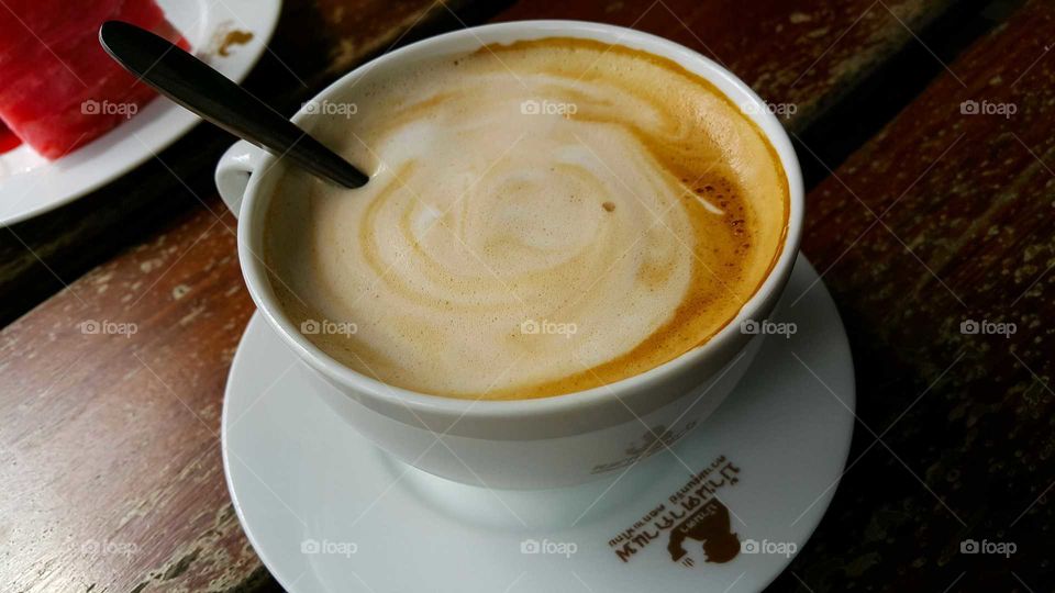 latte coffee in morning