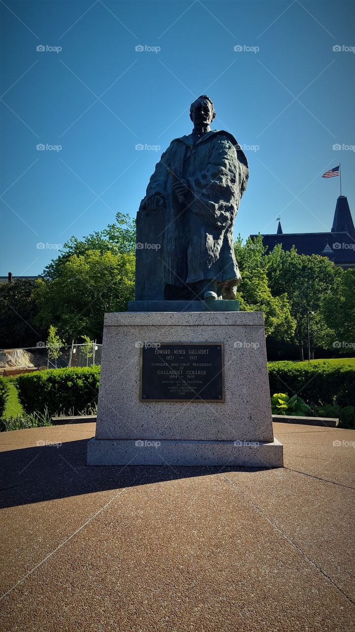 Statue of Edward Miner Gallaudet at Gallaudet University in Washington DC