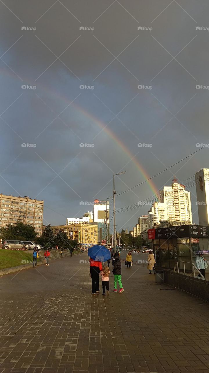 rainbow in the city