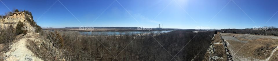 Klondike State Park. Panoramic of the Missouri River from a cliff. 