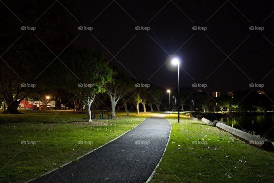 Path lit up at Night