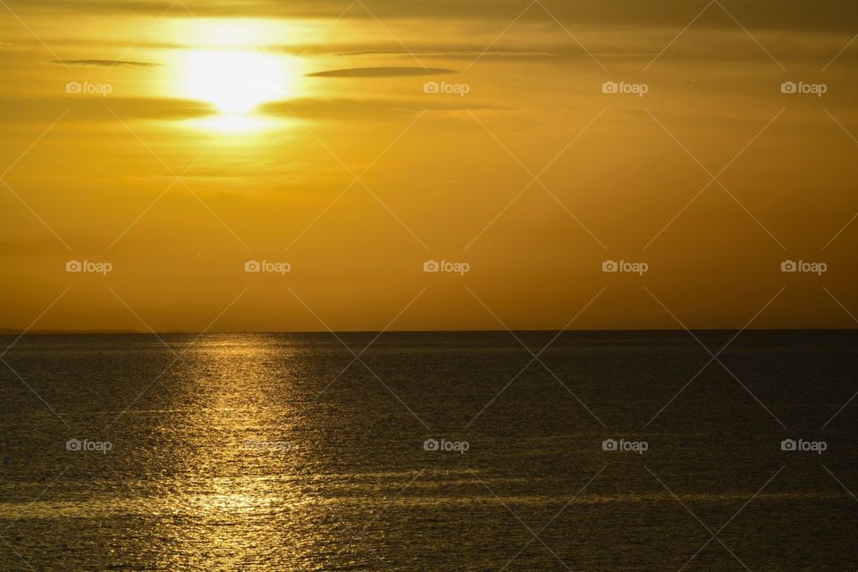 golden sunset on tropical beach