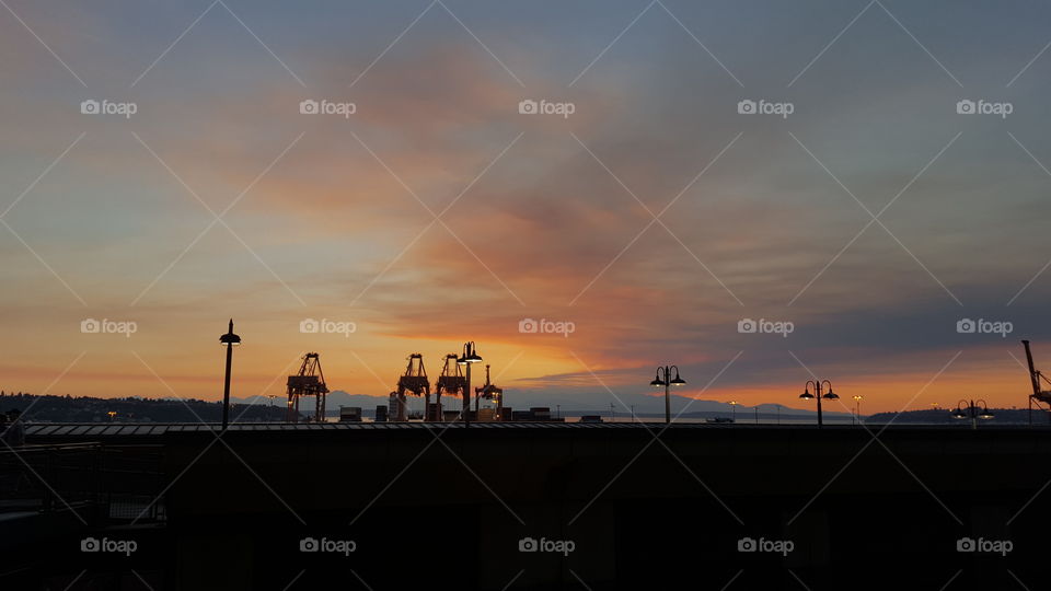 sunset over west seattle