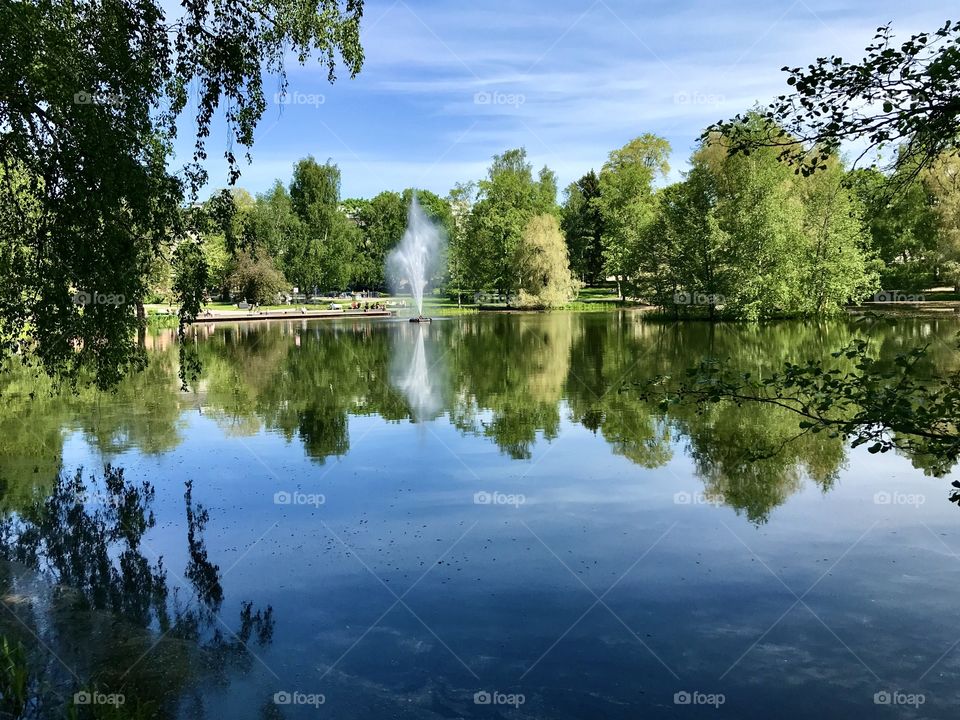 Beautiful Sorsapuisto park in Tampere, Finland