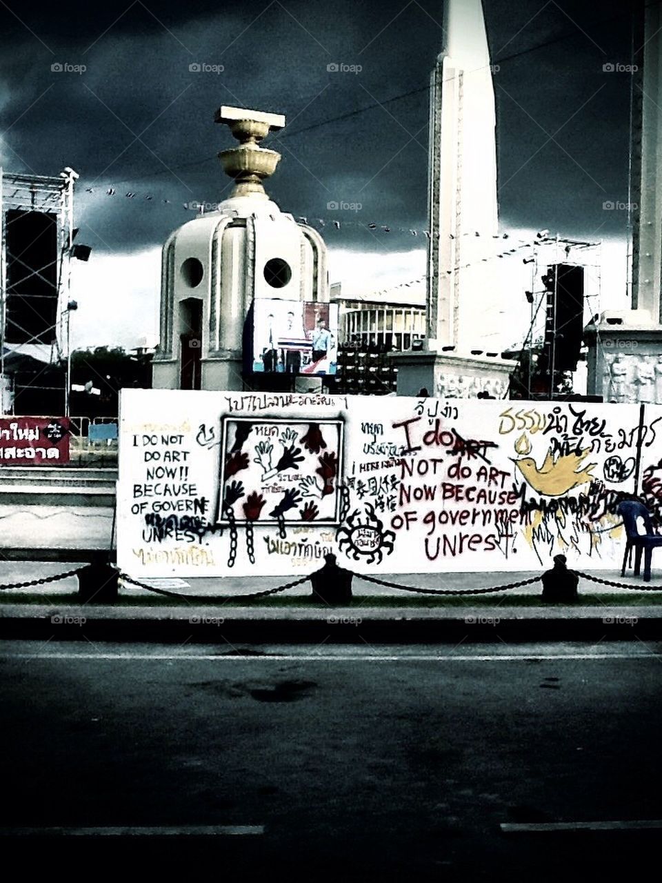 Assembly in Thailand at democracy monument