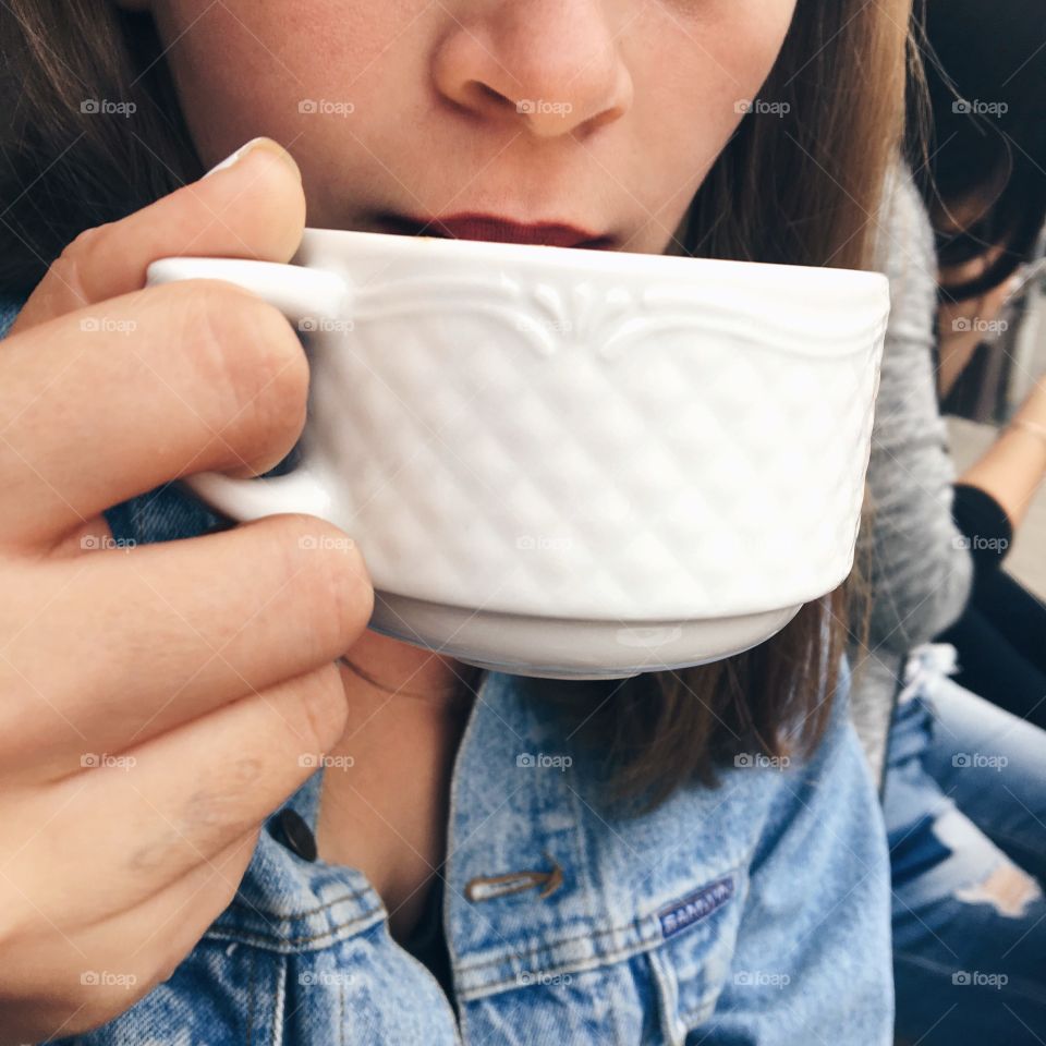 Girl drinking coffee