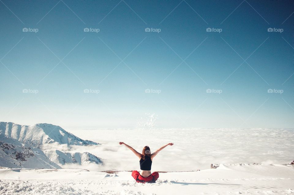 Girl in the mountains at an altitude of 3200 meters
