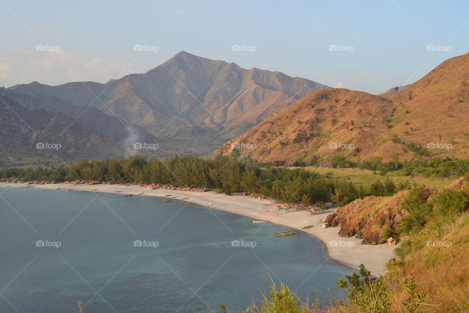 Overlooking of the sea and mountain range