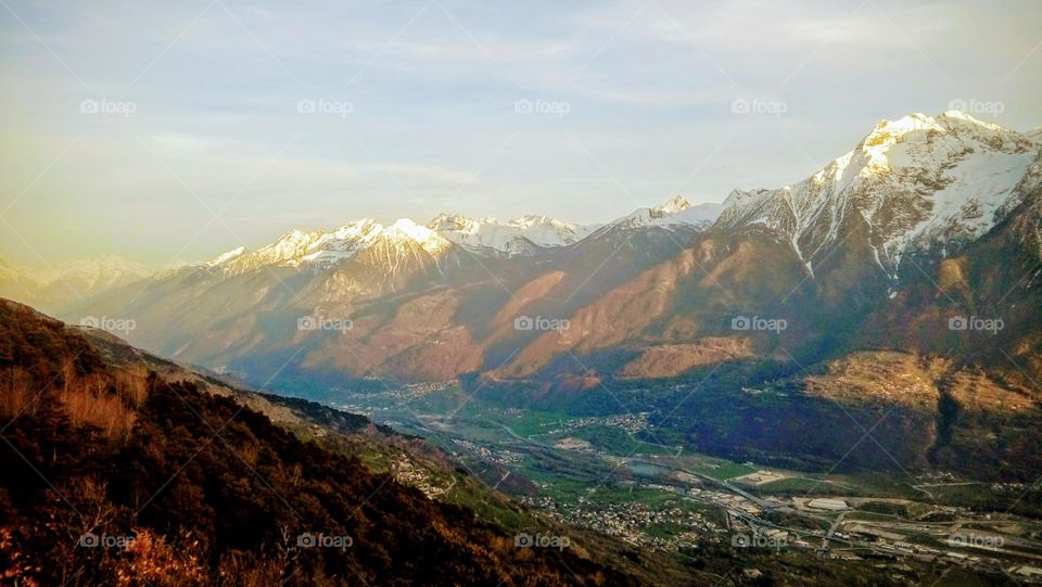 View of alpine landscape in Aosta Valley