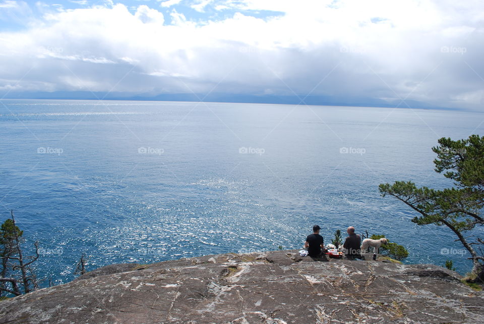 Resting on a rocky  trail