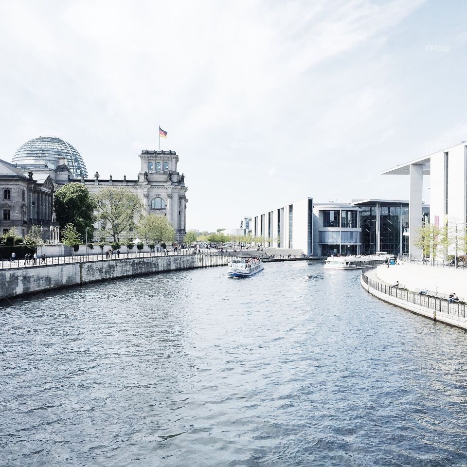 Reichstag building and river spree in berlin