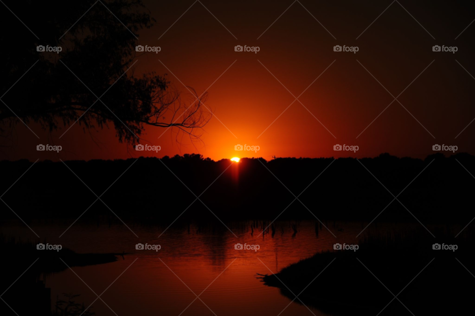 sunset lake by lightanddrawing