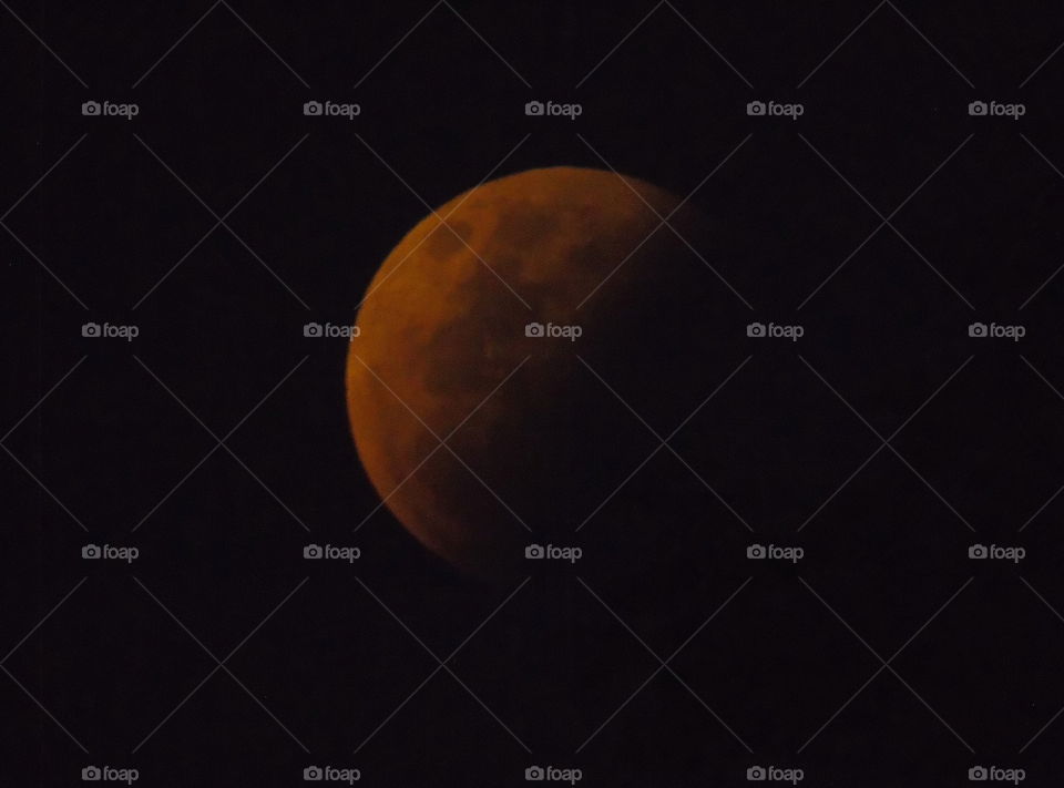 Red blood moon . Colour of moon to the few hours shown after afternoon. I get capturing at the sea, of the next site at the mangrove tourism area.