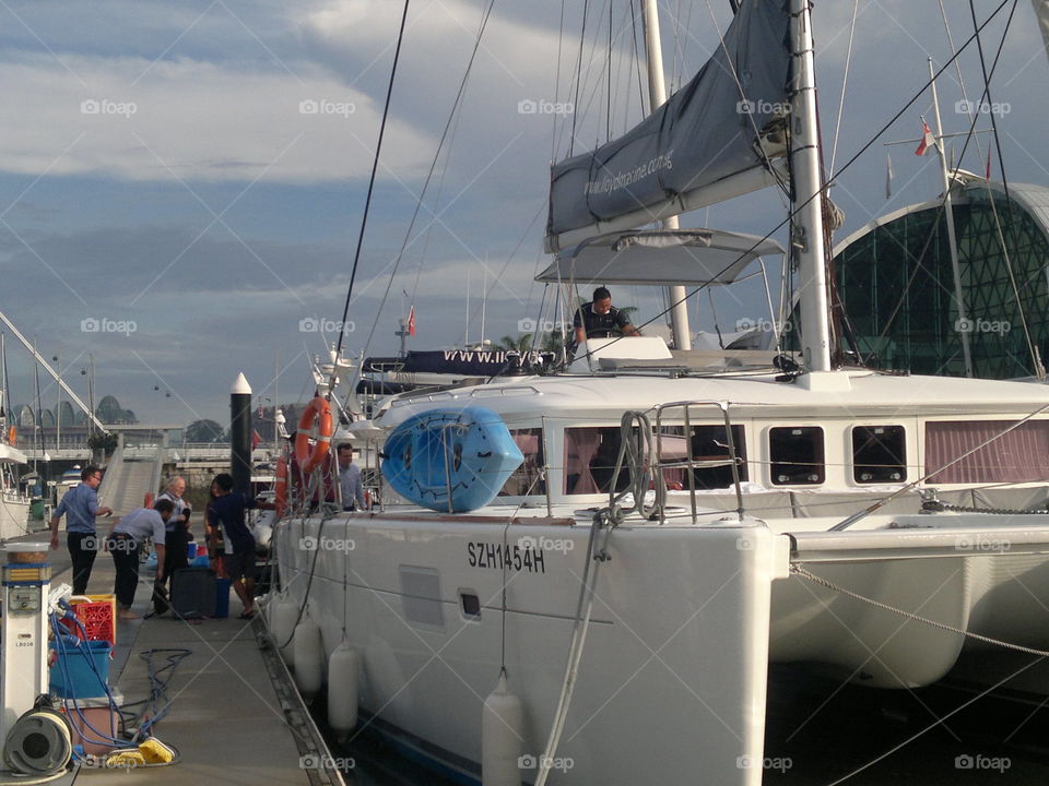 Boarding the Catamaran 