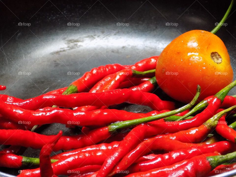 Red chilies and tomatoes