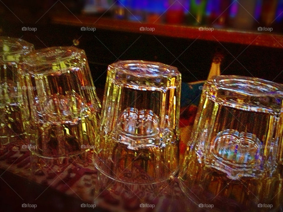 glasses celebration bar ware colored lights by eastofsheridan