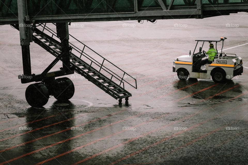 Airport in rainy day