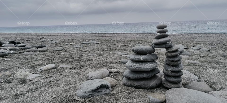 Pile of stones at Taimali Jinlun Beach, Taitung