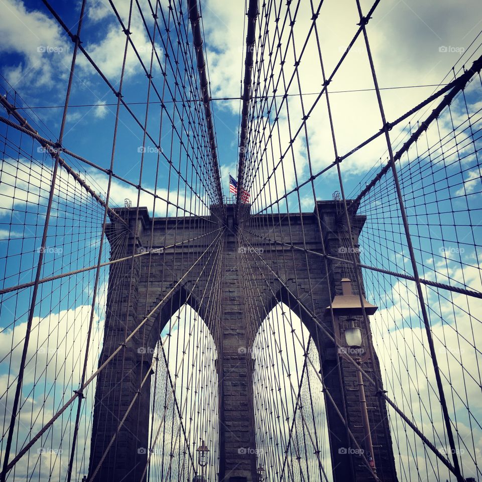 Brooklyn bridge manhattan New York wires America 