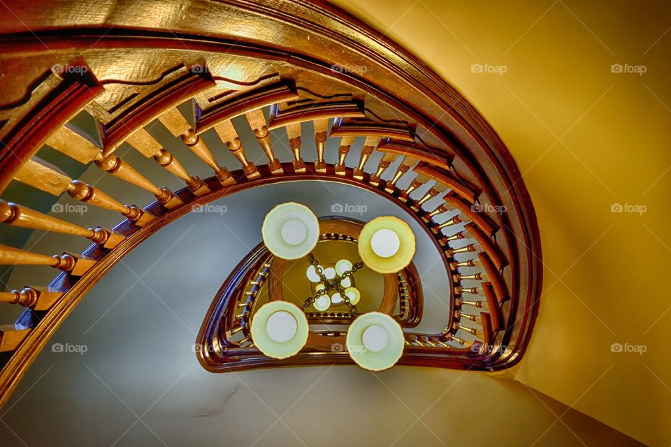 Spiral Case. Looking up the spiral staircase at the Handley Library in Winchester,  Virginia