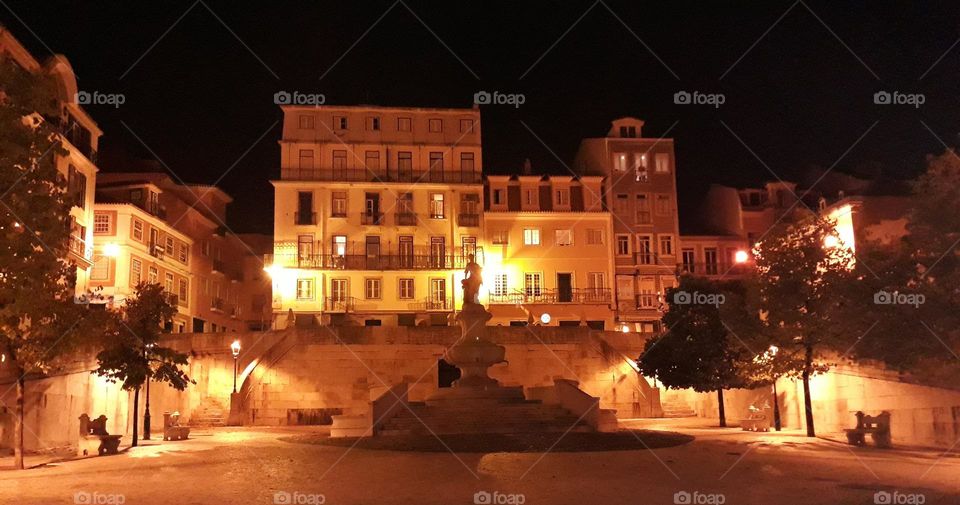 Dr. José Figueiredo Square view by night  from Ancient Art Museum,  Janelas Verdes, Lapa, Lisboa