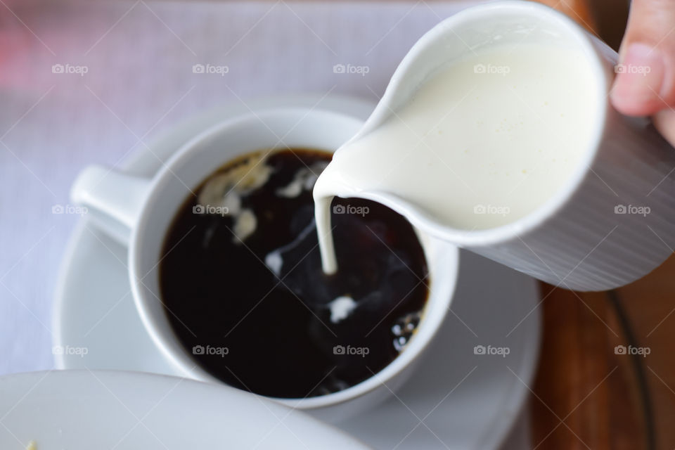 Black coffee and white milk 