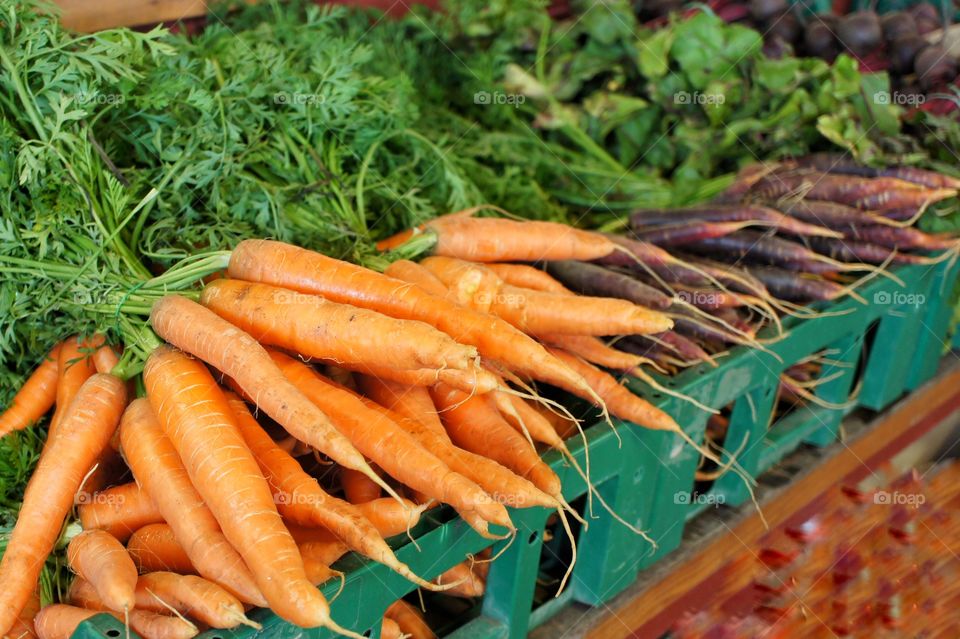 High angle view of carrots in basket