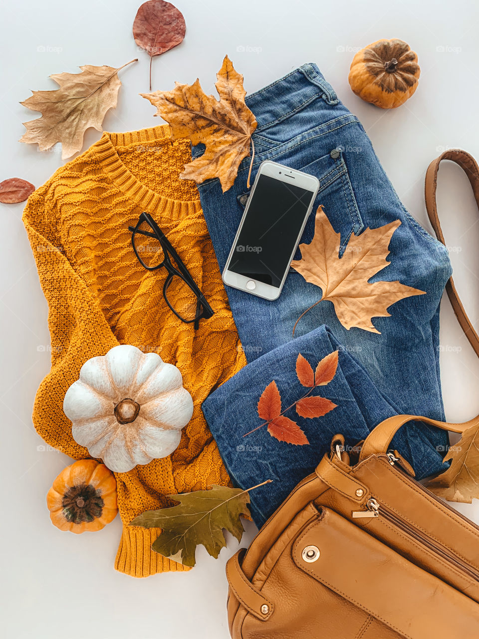 Autumn flat lay photo. Lifestyle flat lay