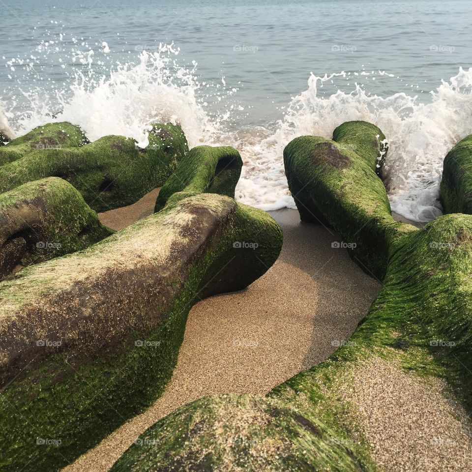 Waves on Green Reefs in Taiwan