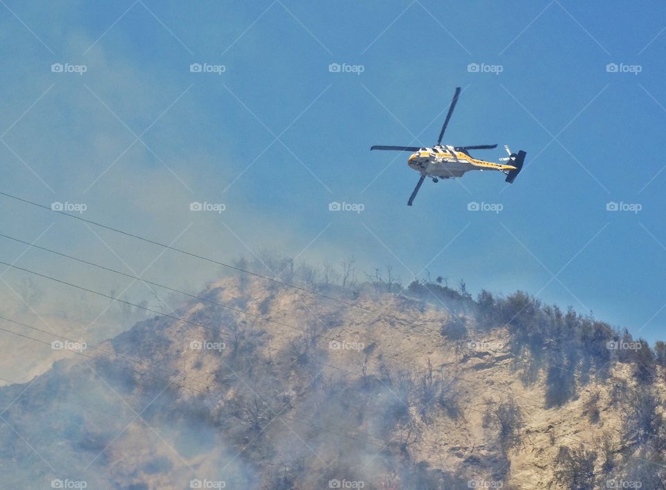 Firefighting Helicopter. Helicopter Fighting A Forest Fire
