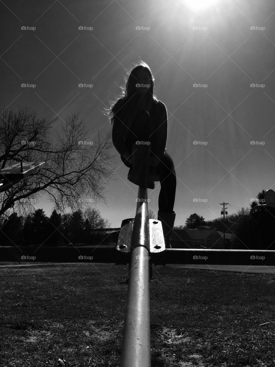 Seesaw.. A girl on a seesaw 