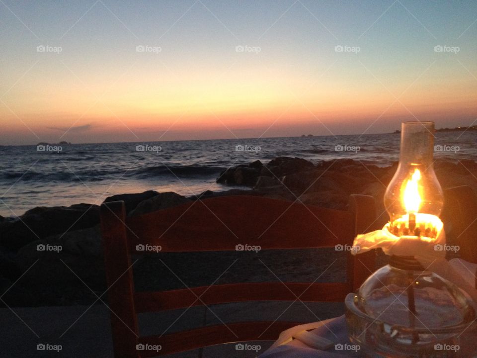 Candle light at sunset - Greece 